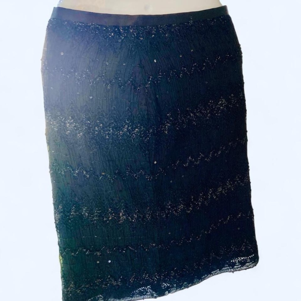 Joseph Ribkoff Elegant Black sequin Striped Skirt 12